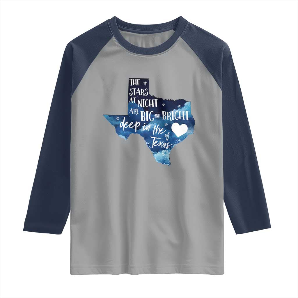 Texas Pride Raglan Shirt The Stars at Night Are Big and Bright - Wonder Print Shop