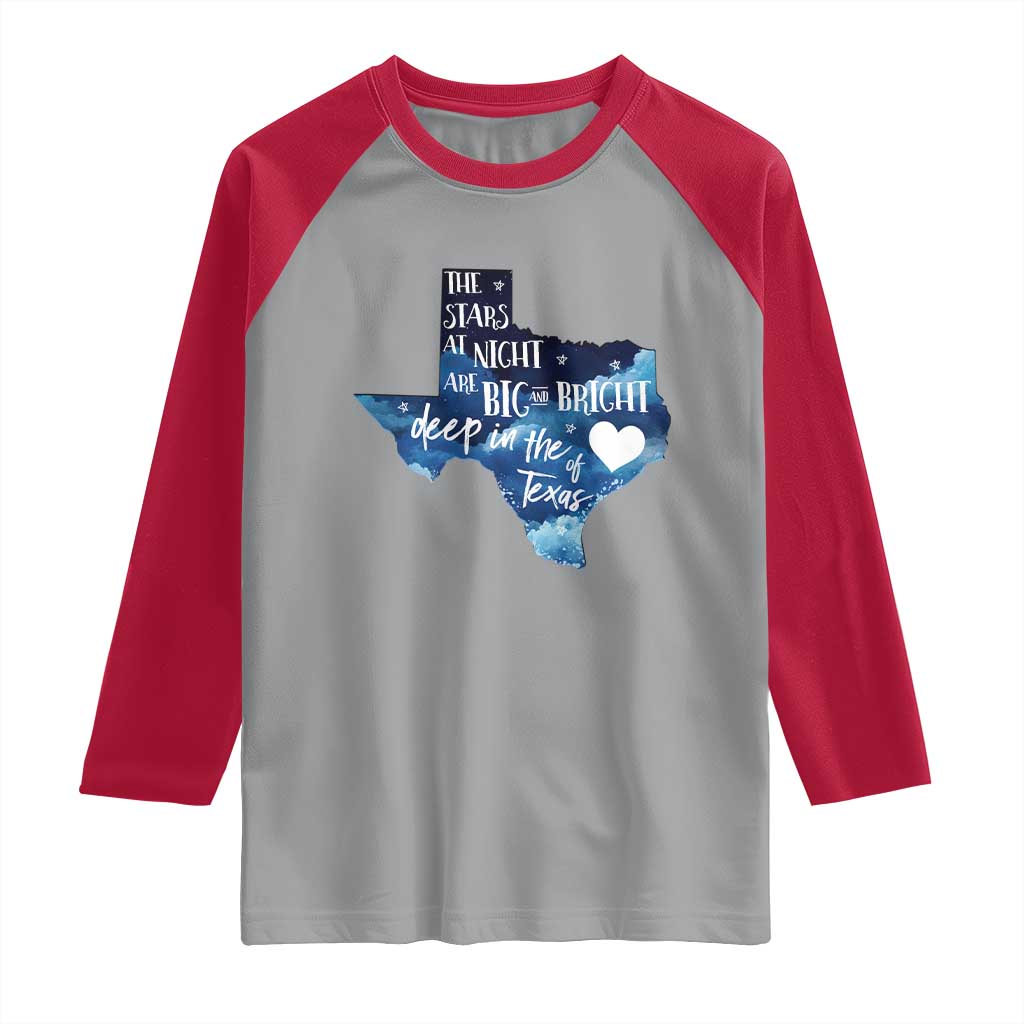 Texas Pride Raglan Shirt The Stars at Night Are Big and Bright - Wonder Print Shop