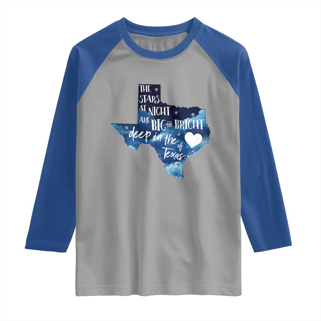 Texas Pride Raglan Shirt The Stars at Night Are Big and Bright - Wonder Print Shop