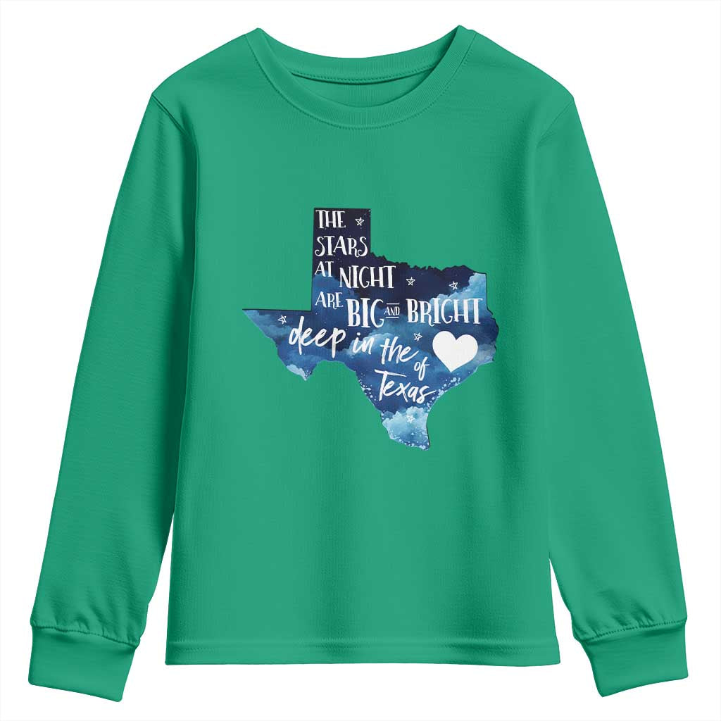 Texas Pride Youth Sweatshirt The Stars at Night Are Big and Bright - Wonder Print Shop