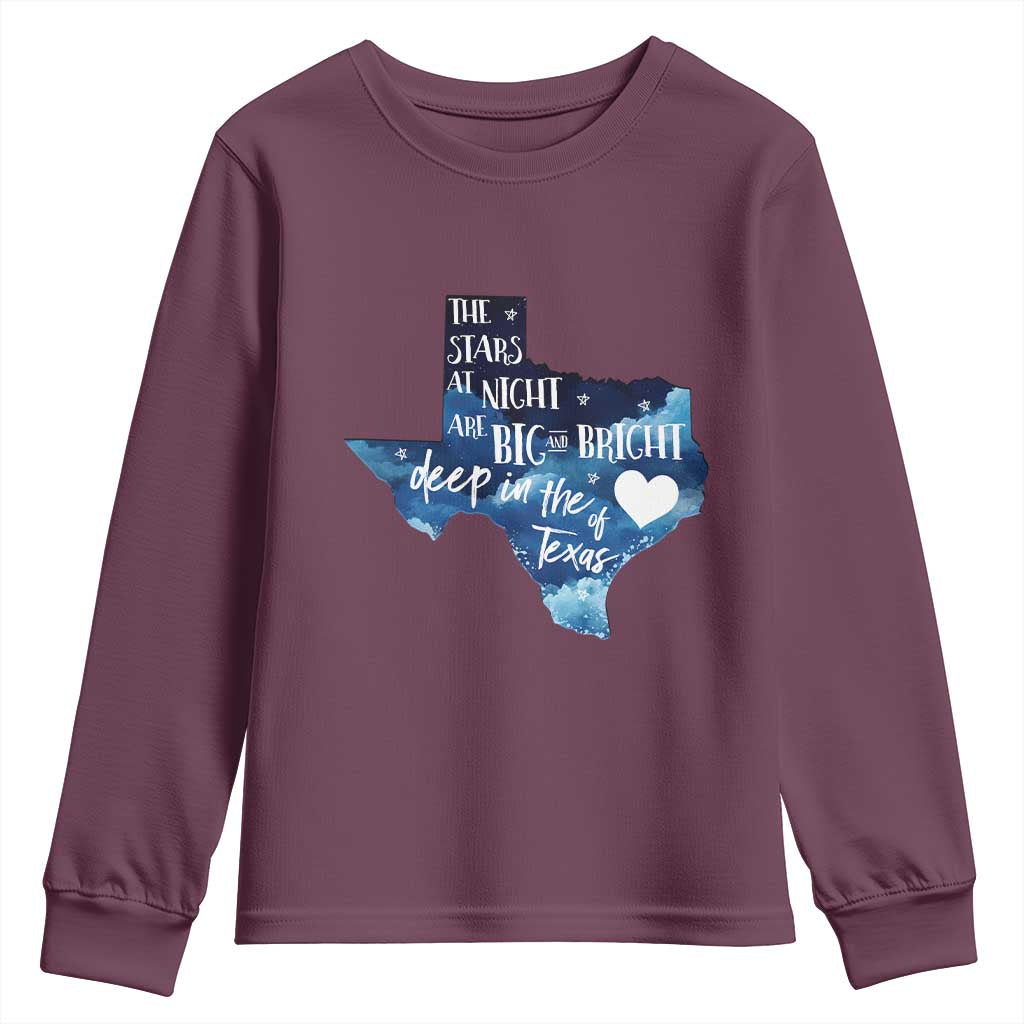 Texas Pride Youth Sweatshirt The Stars at Night Are Big and Bright - Wonder Print Shop