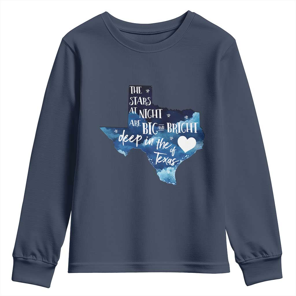 Texas Pride Youth Sweatshirt The Stars at Night Are Big and Bright - Wonder Print Shop