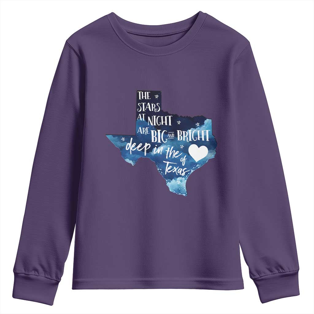 Texas Pride Youth Sweatshirt The Stars at Night Are Big and Bright - Wonder Print Shop