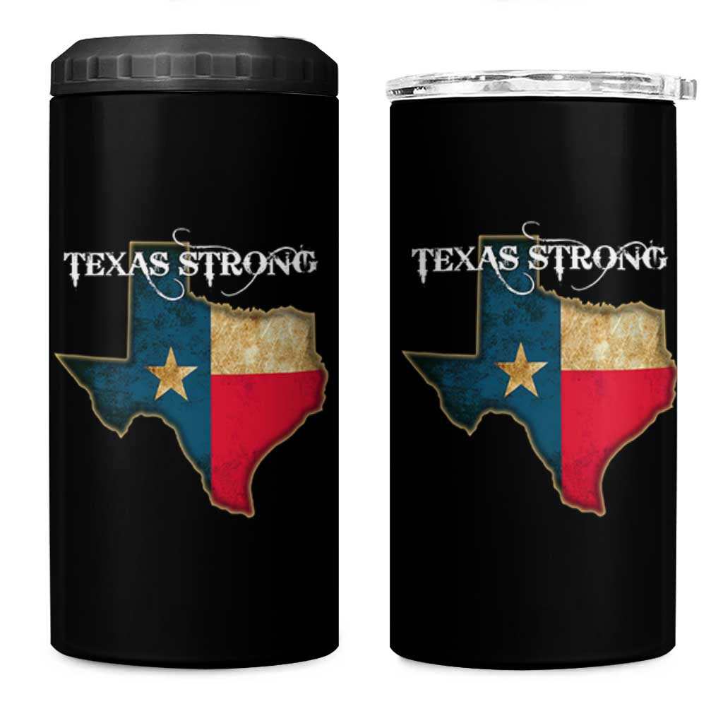 Strong Texas 4 in 1 Can Cooler Tumbler Retro Lone Star State Pride Distressed Flag - Wonder Print Shop