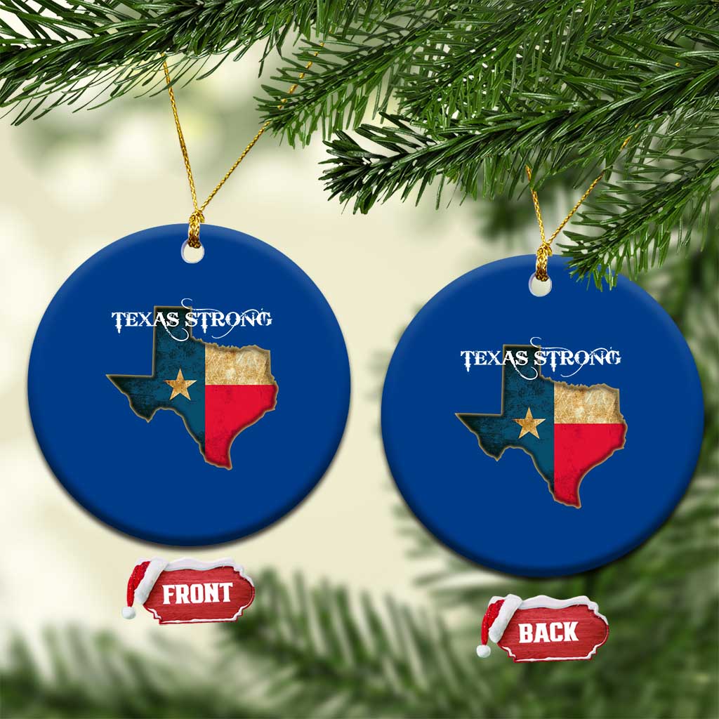 Strong Texas Ceramic Ornament Retro Lone Star State Pride Distressed Flag - Wonder Print Shop