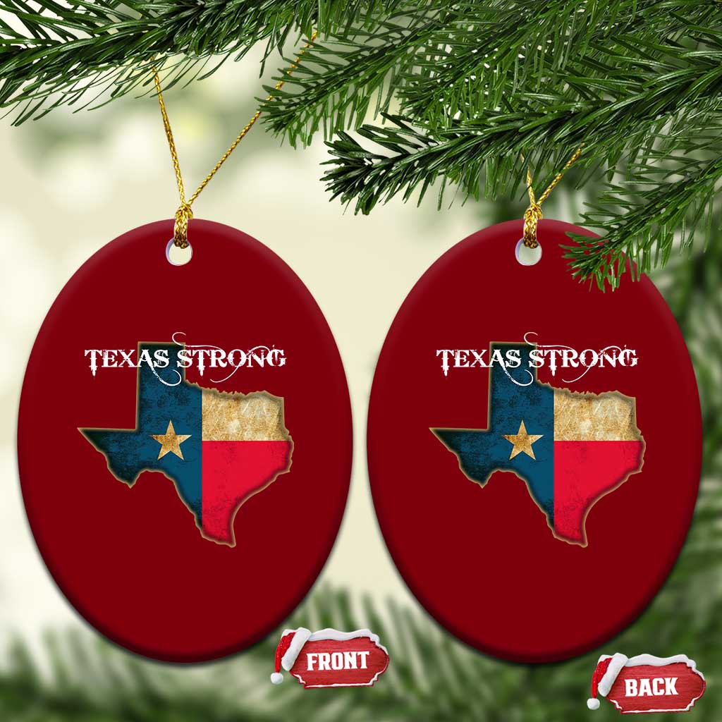 Strong Texas Ceramic Ornament Retro Lone Star State Pride Distressed Flag - Wonder Print Shop