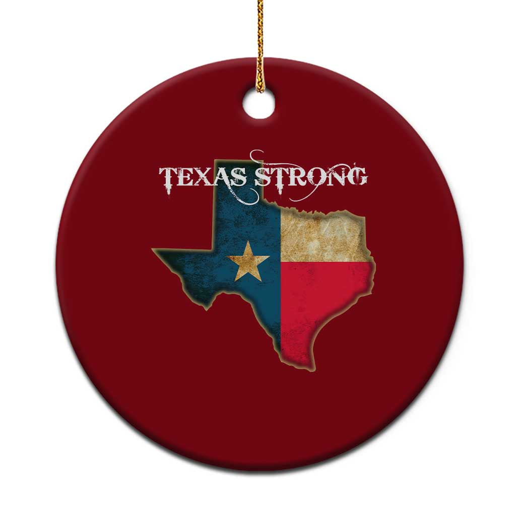Strong Texas Ceramic Ornament Retro Lone Star State Pride Distressed Flag - Wonder Print Shop