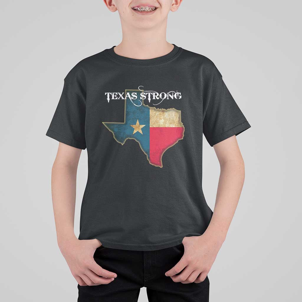 Strong Texas T Shirt For Kid Retro Lone Star State Pride Distressed Flag - Wonder Print Shop