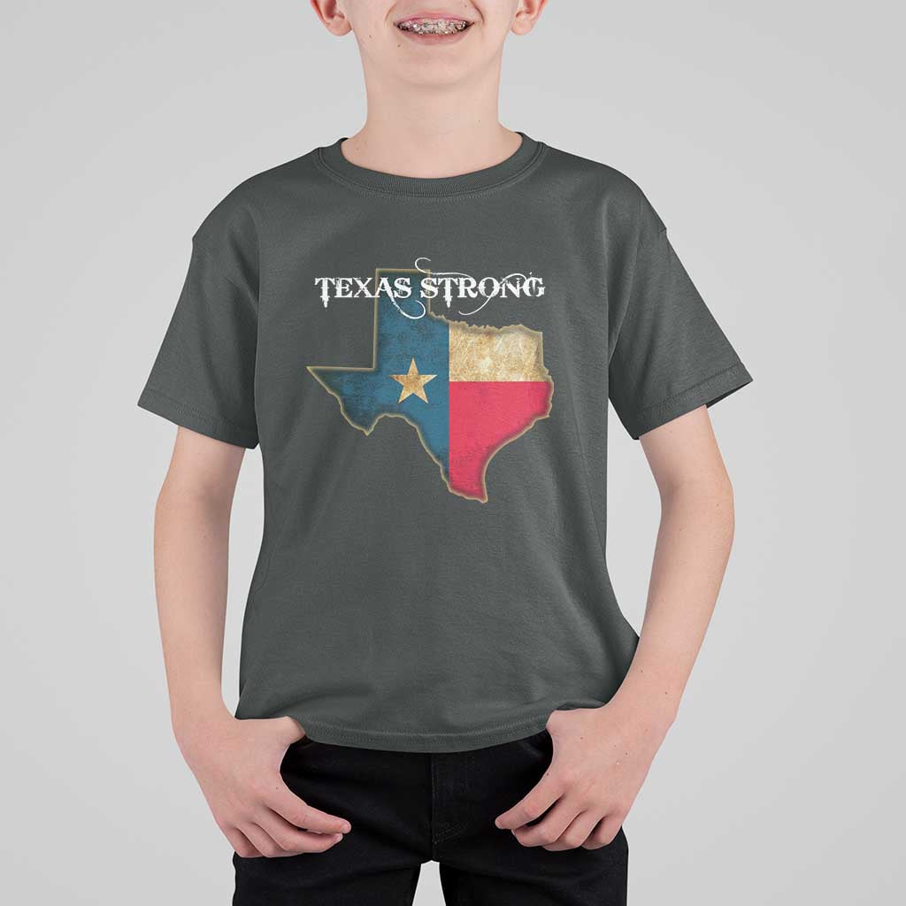 Strong Texas T Shirt For Kid Retro Lone Star State Pride Distressed Flag - Wonder Print Shop