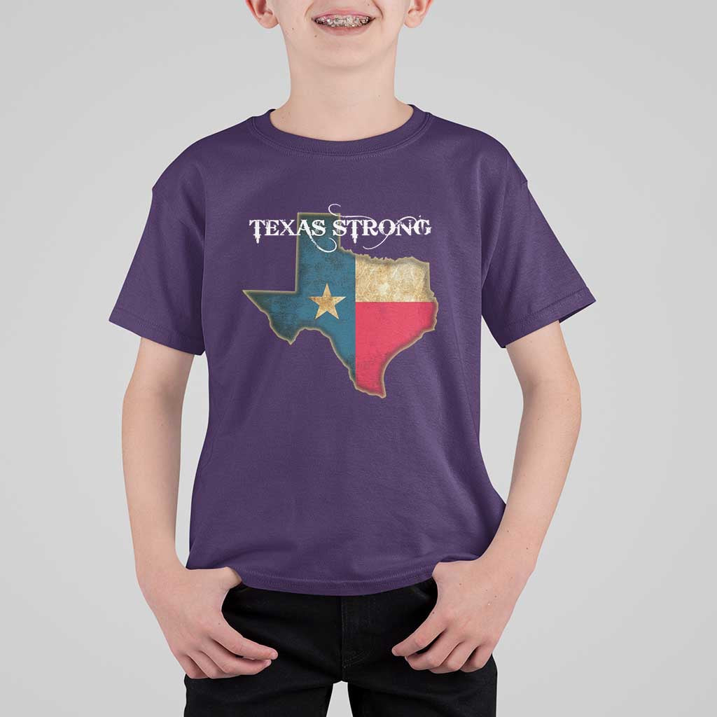 Strong Texas T Shirt For Kid Retro Lone Star State Pride Distressed Flag - Wonder Print Shop