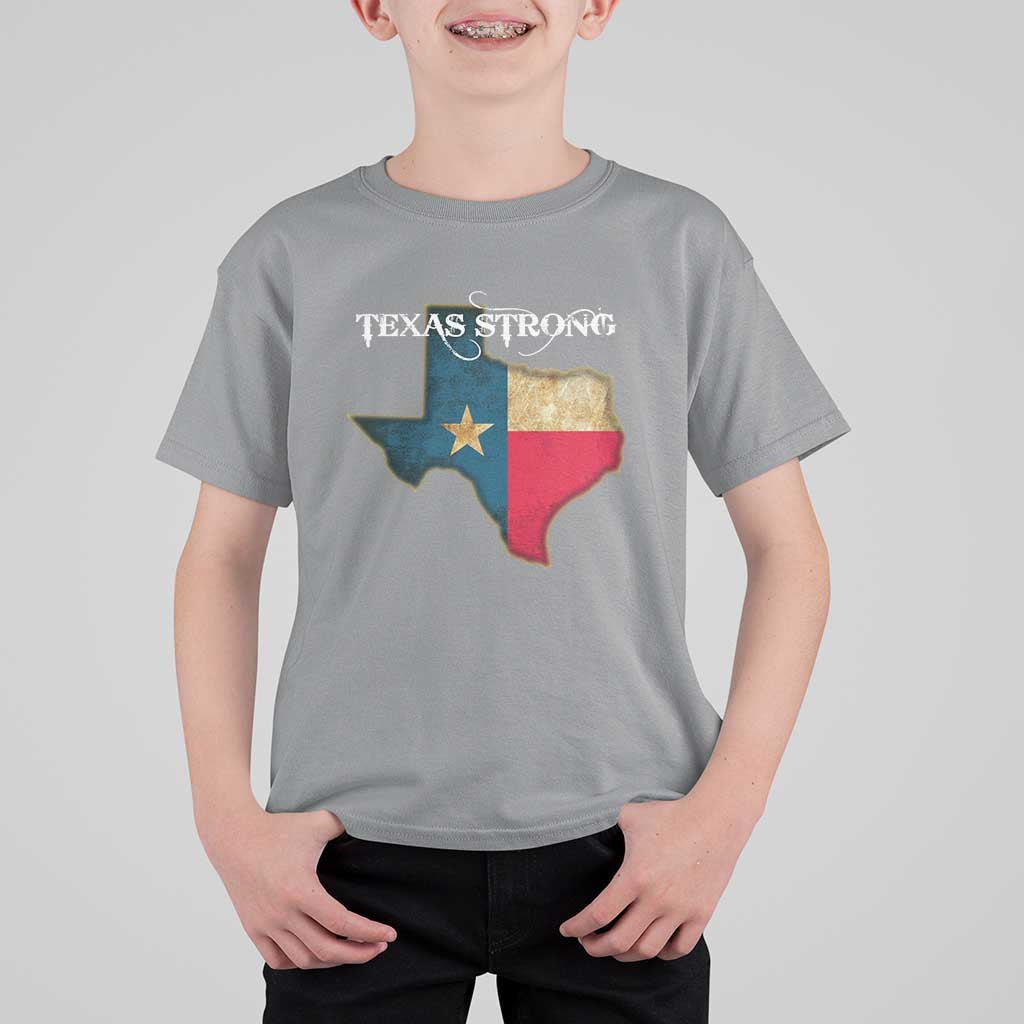 Strong Texas T Shirt For Kid Retro Lone Star State Pride Distressed Flag - Wonder Print Shop