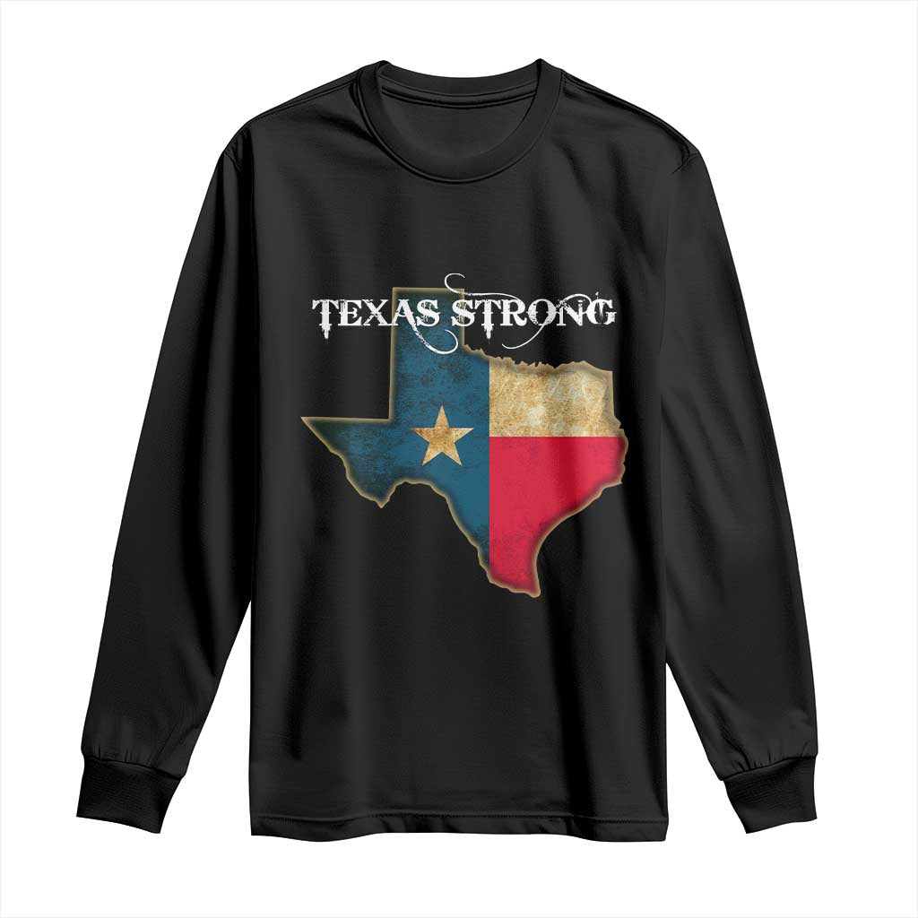 Strong Texas Long Sleeve Shirt Retro Lone Star State Pride Distressed Flag - Wonder Print Shop
