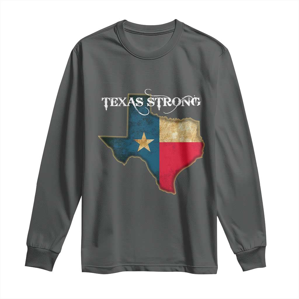 Strong Texas Long Sleeve Shirt Retro Lone Star State Pride Distressed Flag - Wonder Print Shop