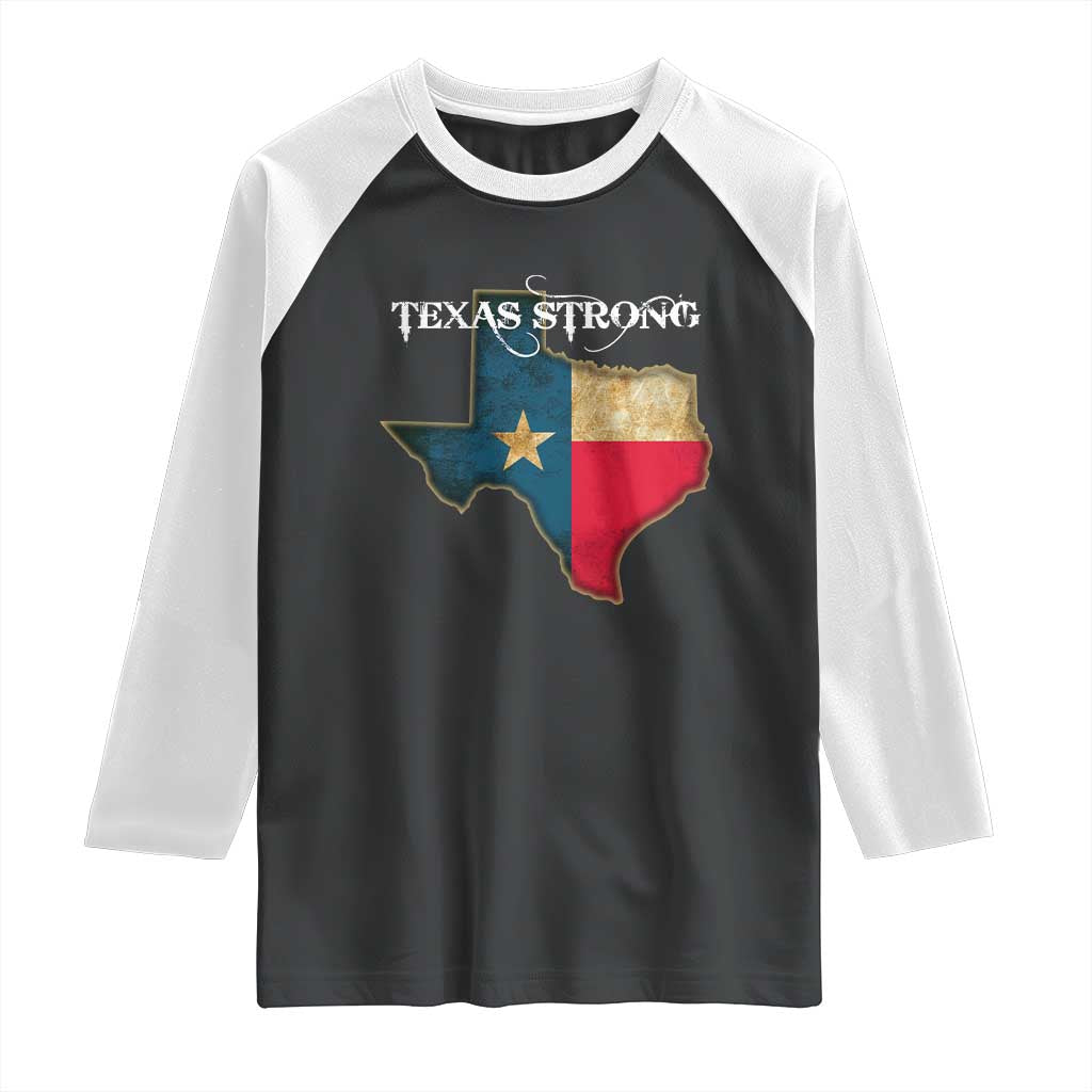 Strong Texas Raglan Shirt Retro Lone Star State Pride Distressed Flag - Wonder Print Shop