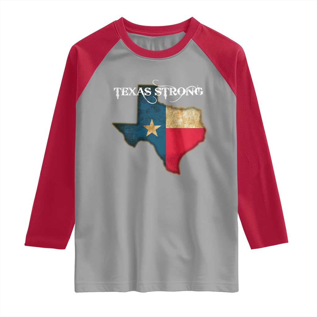 Strong Texas Raglan Shirt Retro Lone Star State Pride Distressed Flag - Wonder Print Shop