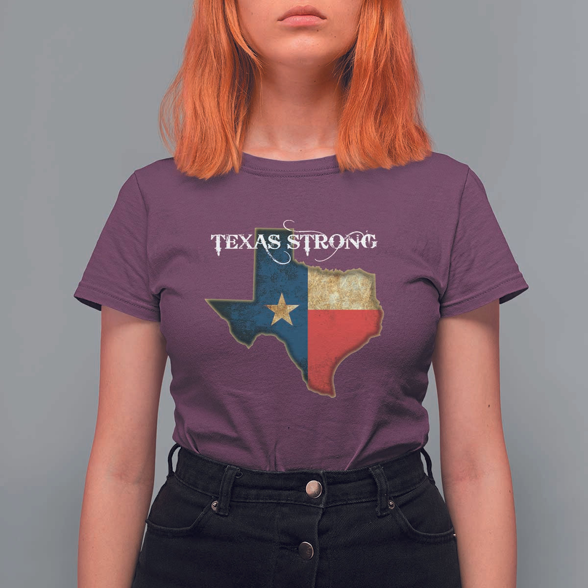 Strong Texas T Shirt For Women Retro Lone Star State Pride Distressed Flag - Wonder Print Shop
