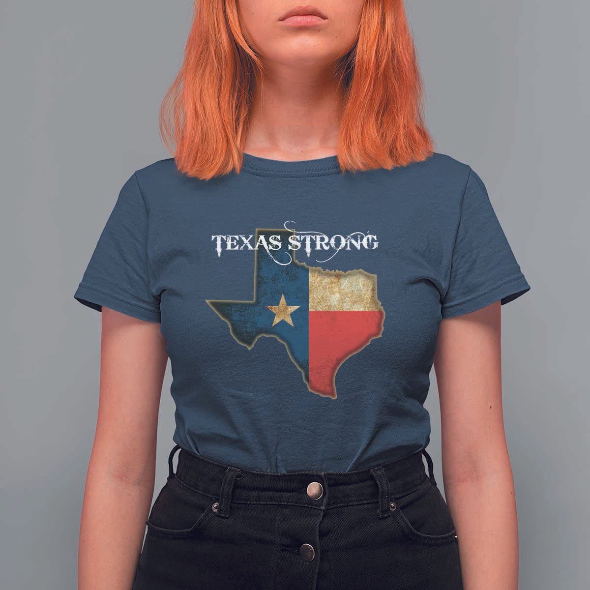 Strong Texas T Shirt For Women Retro Lone Star State Pride Distressed Flag - Wonder Print Shop