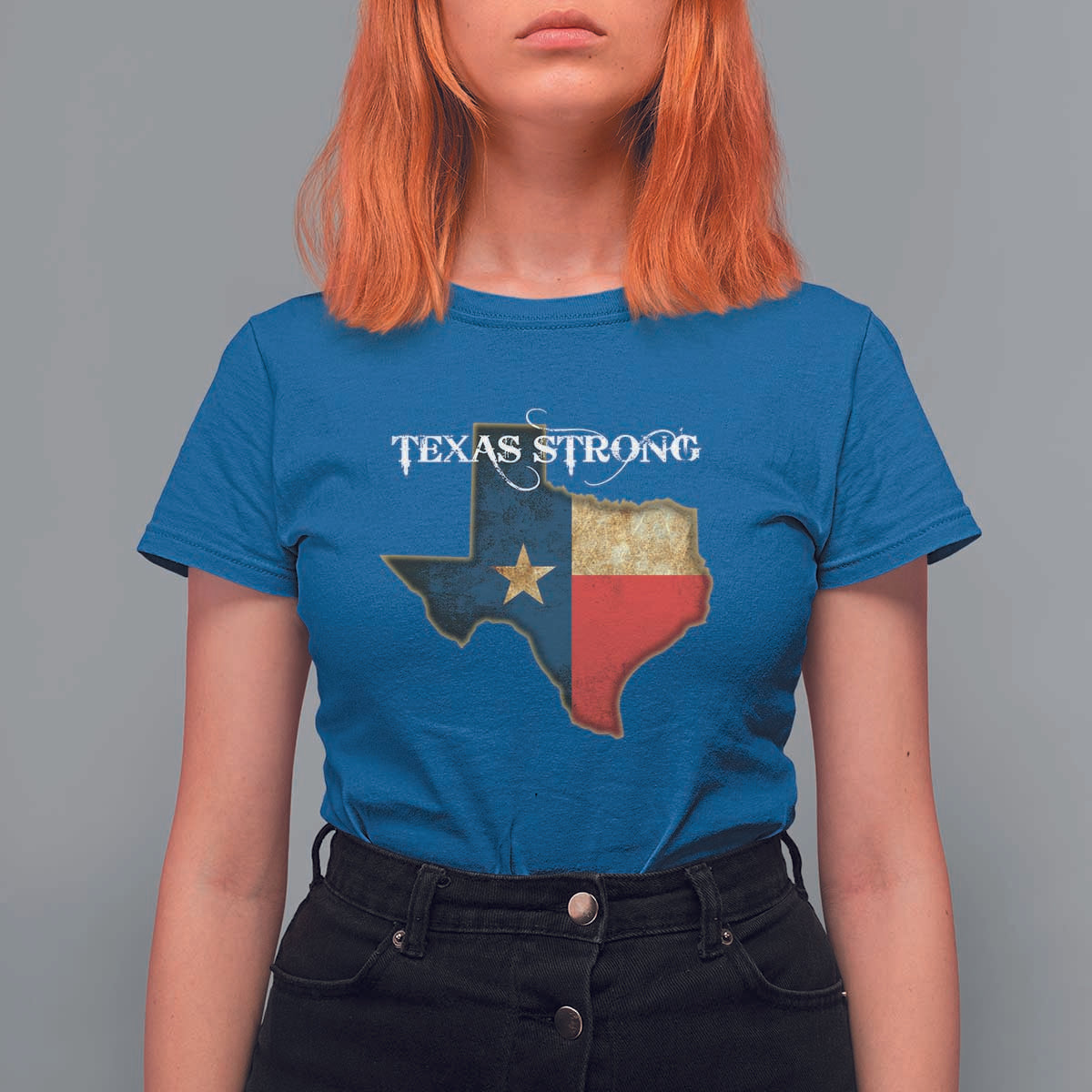 Strong Texas T Shirt For Women Retro Lone Star State Pride Distressed Flag - Wonder Print Shop