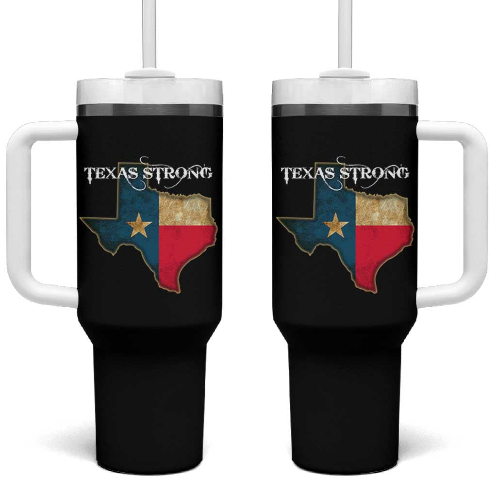 Strong Texas Tumbler With Handle Retro Lone Star State Pride Distressed Flag - Wonder Print Shop