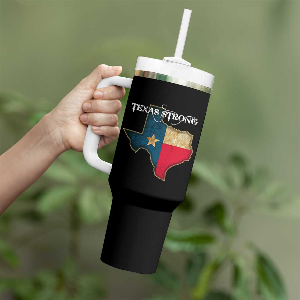 Strong Texas Tumbler With Handle Retro Lone Star State Pride Distressed Flag - Wonder Print Shop