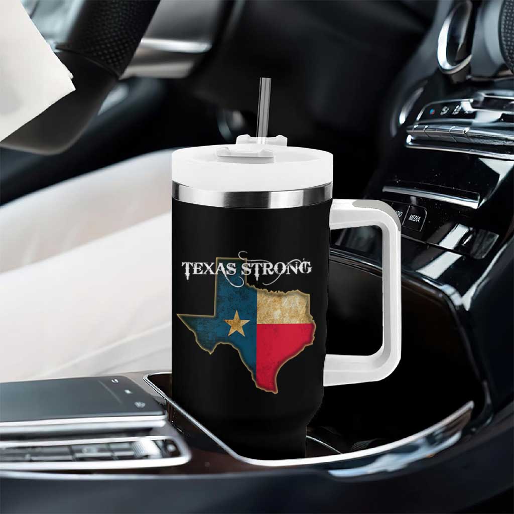 Strong Texas Tumbler With Handle Retro Lone Star State Pride Distressed Flag - Wonder Print Shop