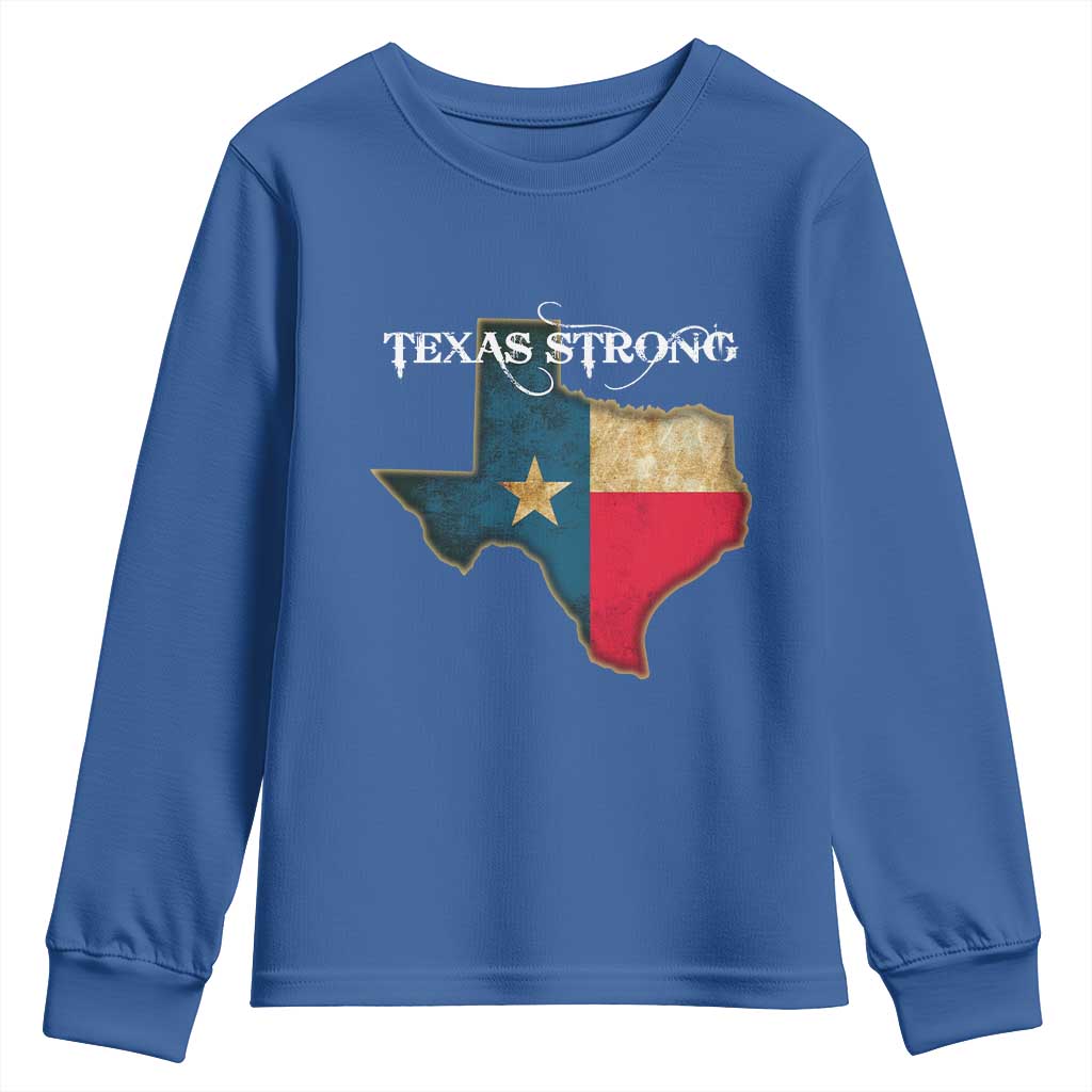 Strong Texas Youth Sweatshirt Retro Lone Star State Pride Distressed Flag - Wonder Print Shop