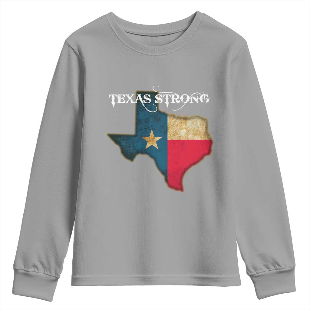 Strong Texas Youth Sweatshirt Retro Lone Star State Pride Distressed Flag - Wonder Print Shop