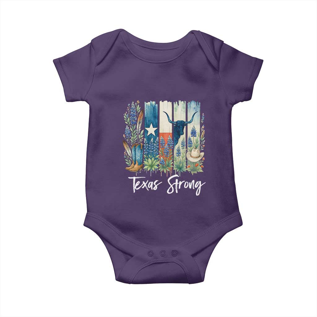 Retro Strong Texas Baby Onesie Bluebonnets Longhorn Cowboy Western Pride - Wonder Print Shop