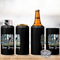 Retro Strong Texas 4 in 1 Can Cooler Tumbler Bluebonnets Longhorn Cowboy Western Pride - Wonder Print Shop