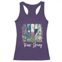 Retro Strong Texas Racerback Tank Top Bluebonnets Longhorn Cowboy Western Pride - Wonder Print Shop