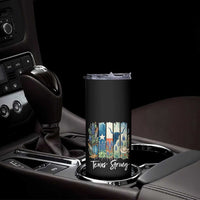 Retro Strong Texas Skinny Tumbler Bluebonnets Longhorn Cowboy Western Pride - Wonder Print Shop