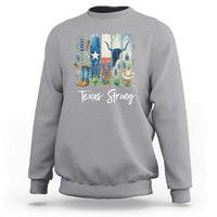 Retro Strong Texas Sweatshirt Bluebonnets Longhorn Cowboy Western Pride - Wonder Print Shop