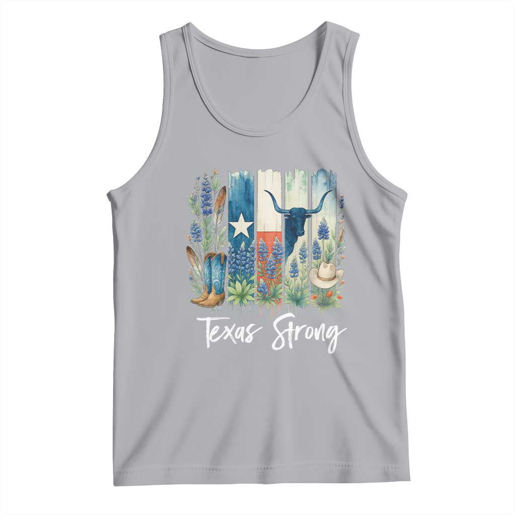 Retro Strong Texas Tank Top Bluebonnets Longhorn Cowboy Western Pride - Wonder Print Shop