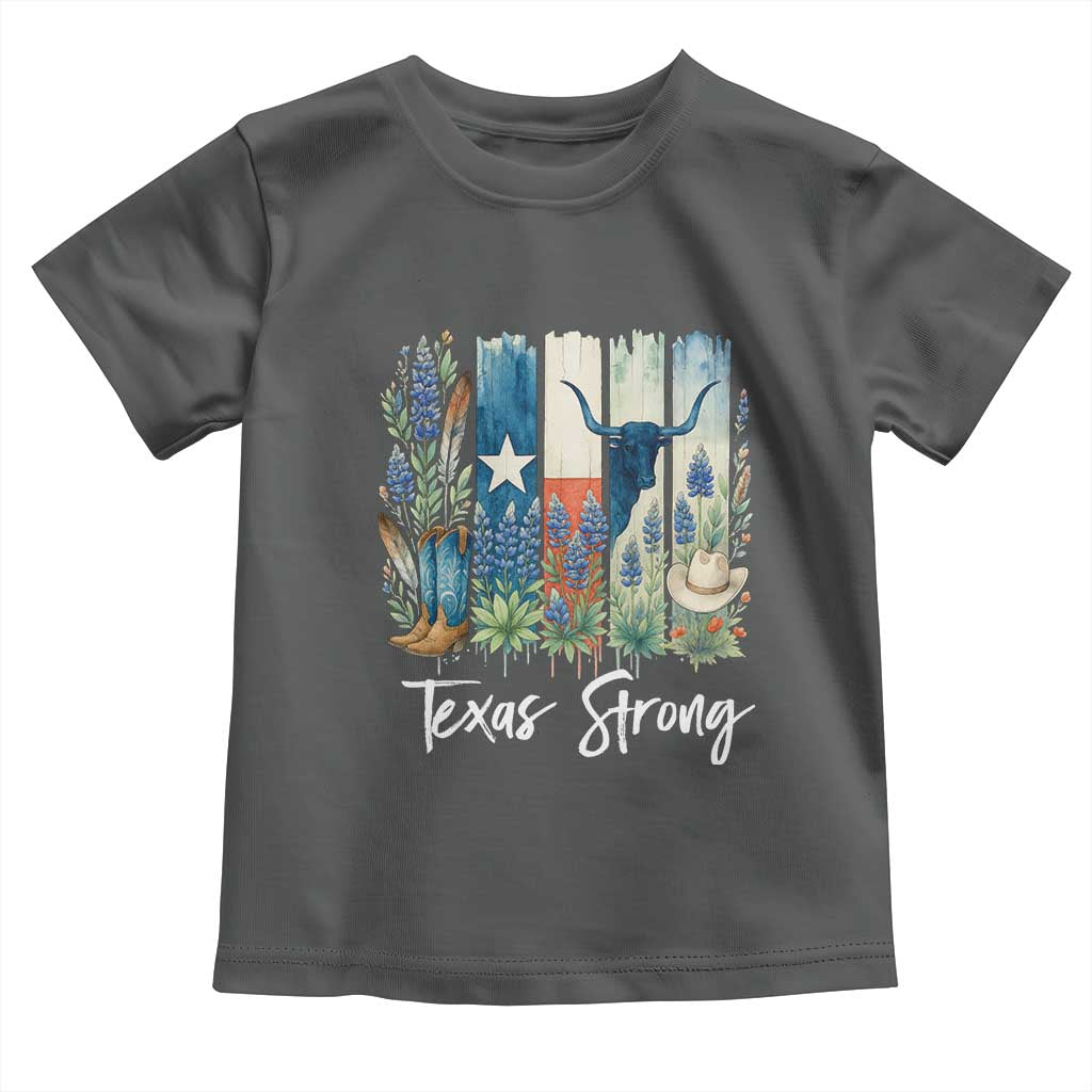 Retro Strong Texas Toddler T Shirt Bluebonnets Longhorn Cowboy Western Pride - Wonder Print Shop
