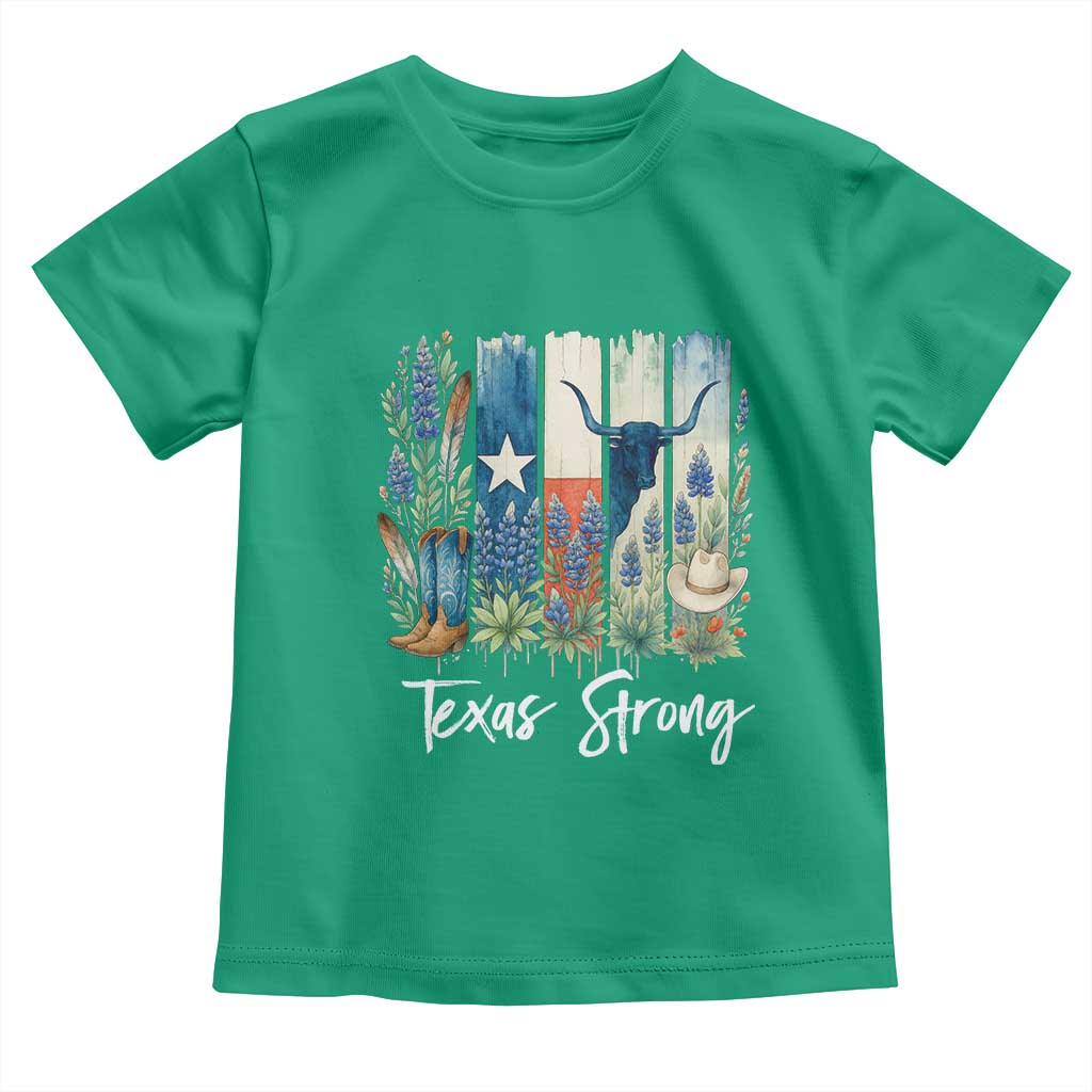 Retro Strong Texas Toddler T Shirt Bluebonnets Longhorn Cowboy Western Pride - Wonder Print Shop