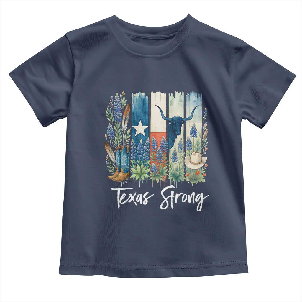 Retro Strong Texas Toddler T Shirt Bluebonnets Longhorn Cowboy Western Pride - Wonder Print Shop