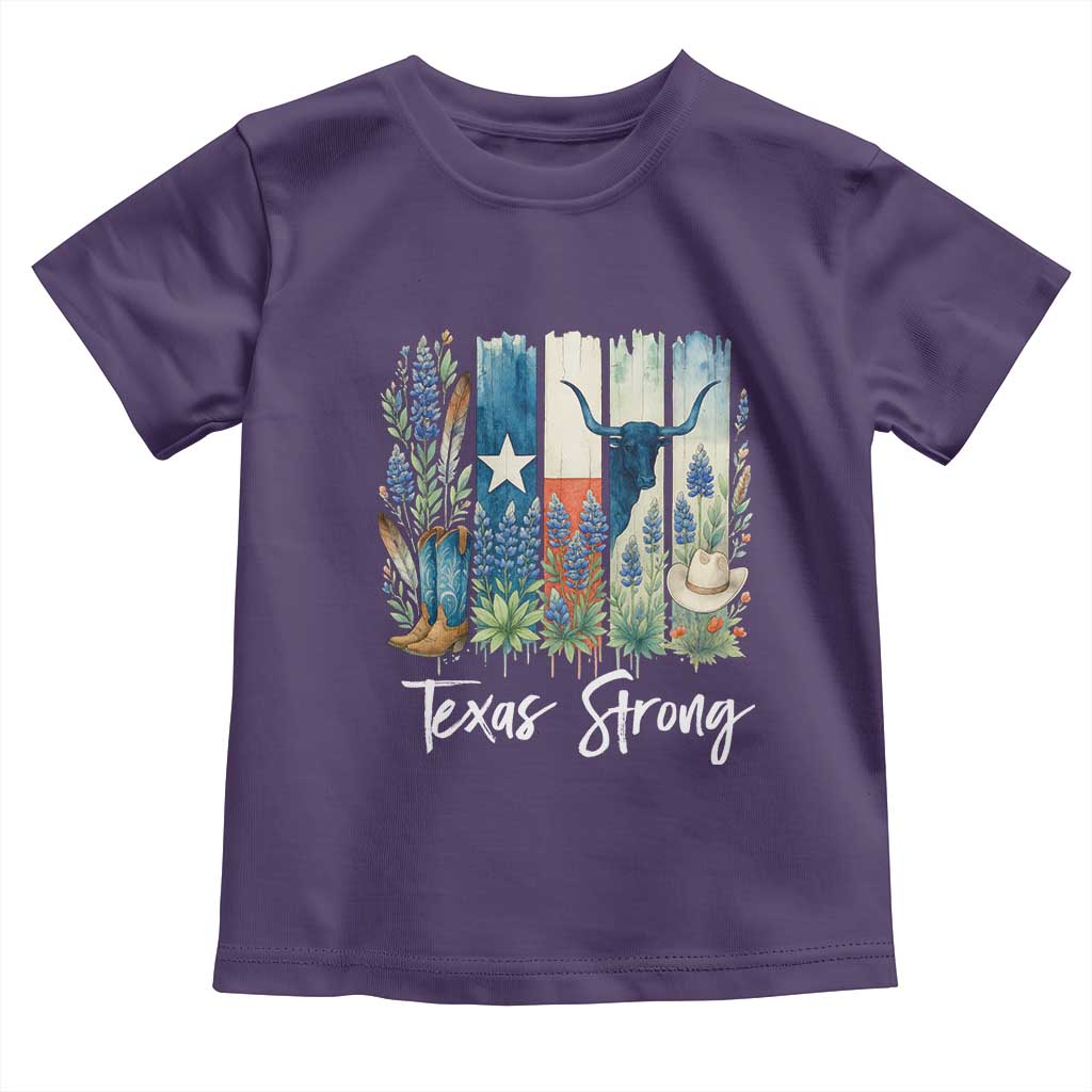 Retro Strong Texas Toddler T Shirt Bluebonnets Longhorn Cowboy Western Pride - Wonder Print Shop