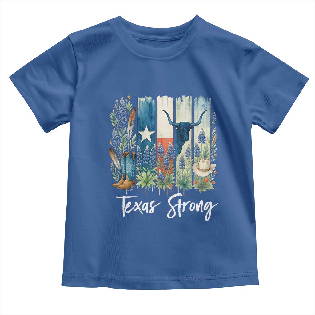 Retro Strong Texas Toddler T Shirt Bluebonnets Longhorn Cowboy Western Pride - Wonder Print Shop