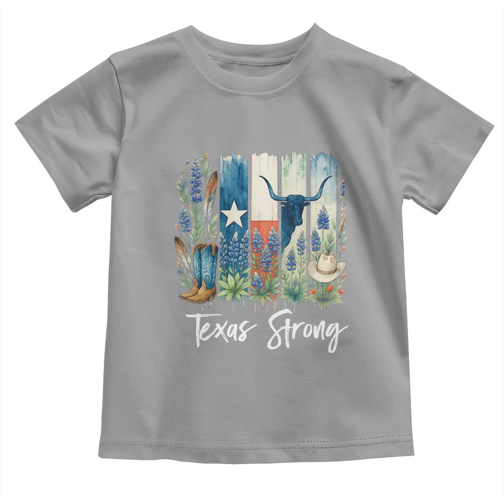 Retro Strong Texas Toddler T Shirt Bluebonnets Longhorn Cowboy Western Pride - Wonder Print Shop