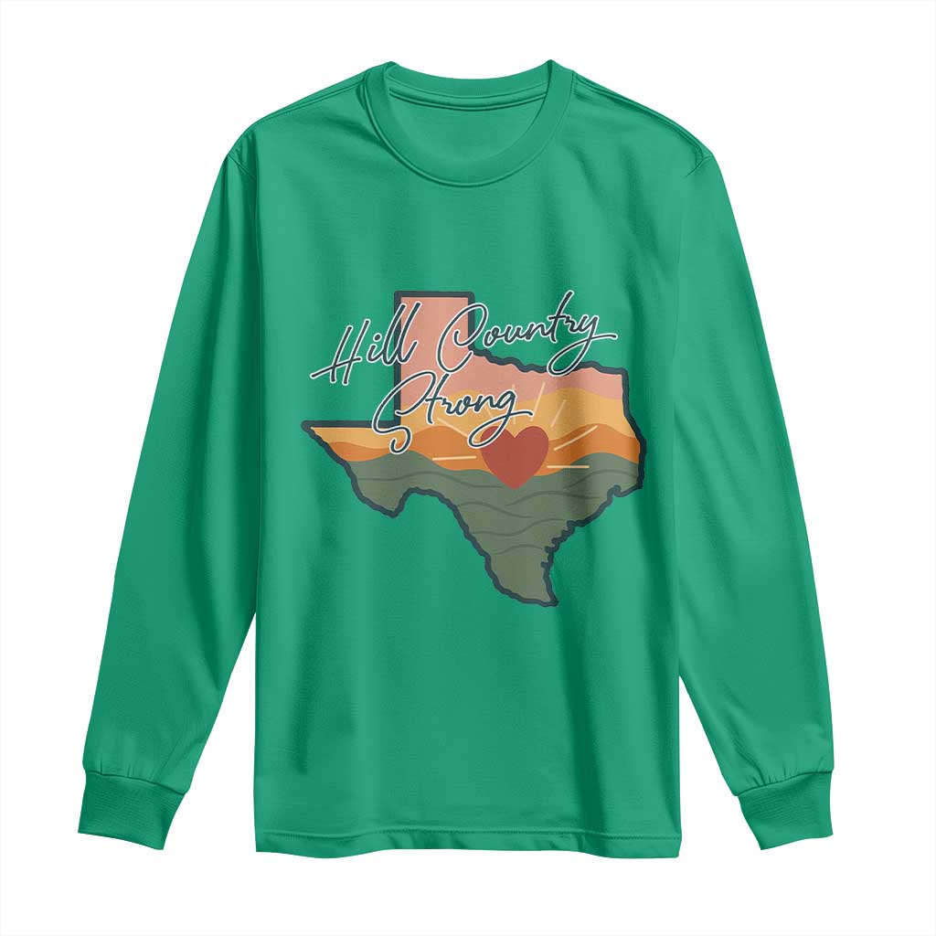 Hill Country Strong Long Sleeve Shirt Texas Pride for Resilient Texans Retro - Wonder Print Shop