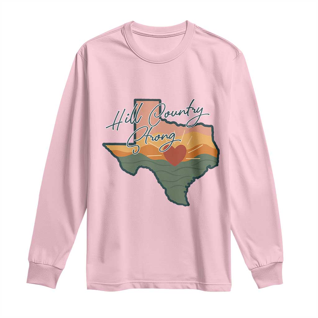 Hill Country Strong Long Sleeve Shirt Texas Pride for Resilient Texans Retro - Wonder Print Shop