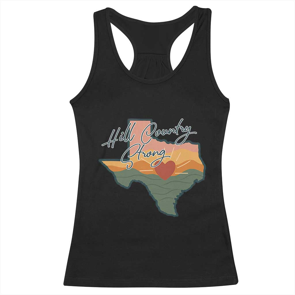 Hill Country Strong Racerback Tank Top Texas Pride for Resilient Texans Retro - Wonder Print Shop