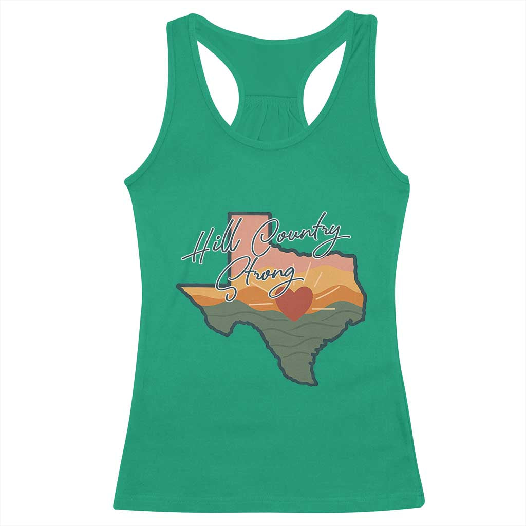 Hill Country Strong Racerback Tank Top Texas Pride for Resilient Texans Retro - Wonder Print Shop