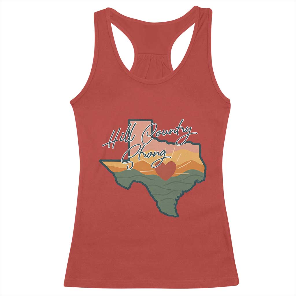 Hill Country Strong Racerback Tank Top Texas Pride for Resilient Texans Retro - Wonder Print Shop