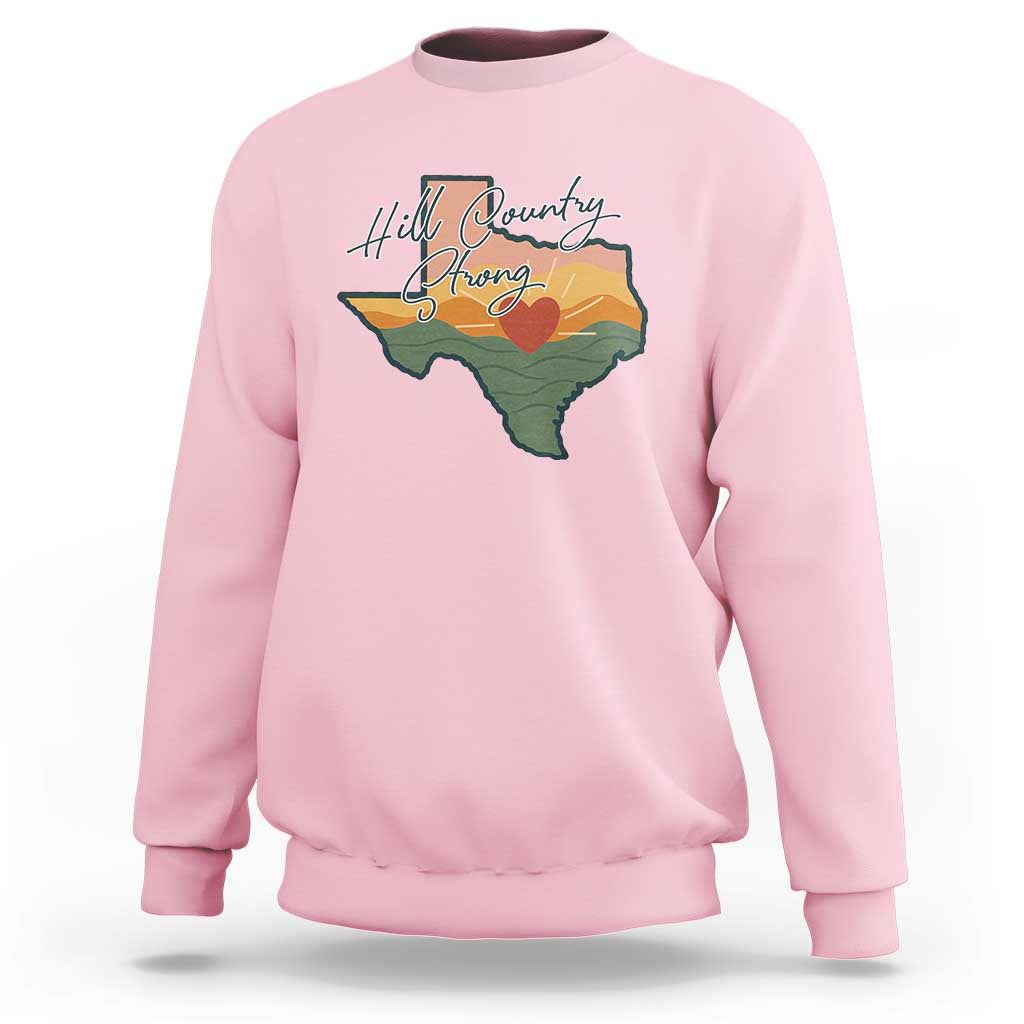 Hill Country Strong Sweatshirt Texas Pride for Resilient Texans Retro - Wonder Print Shop