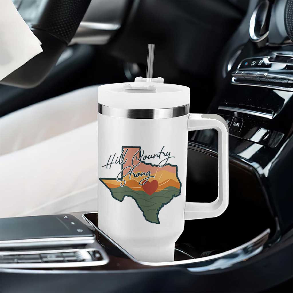 Hill Country Strong Tumbler With Handle Texas Pride for Resilient Texans Retro - Wonder Print Shop