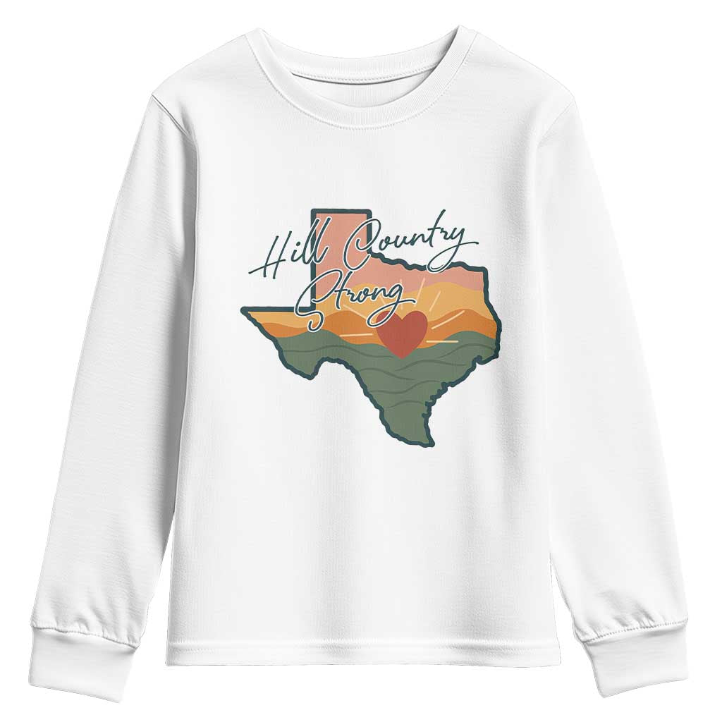 Hill Country Strong Youth Sweatshirt Texas Pride for Resilient Texans Retro - Wonder Print Shop