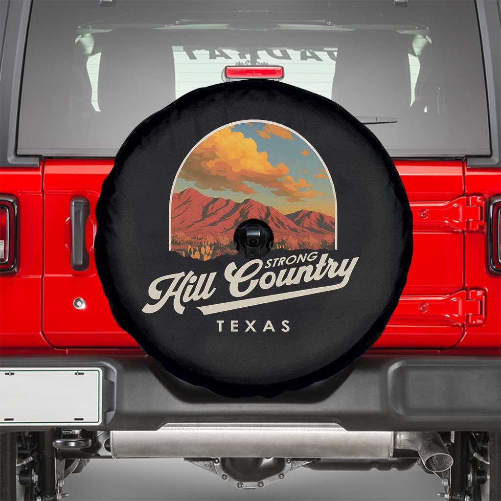 Hill Country Strong Spare Tire Cover Texas Support Retro Enchanted Rock - Wonder Print Shop