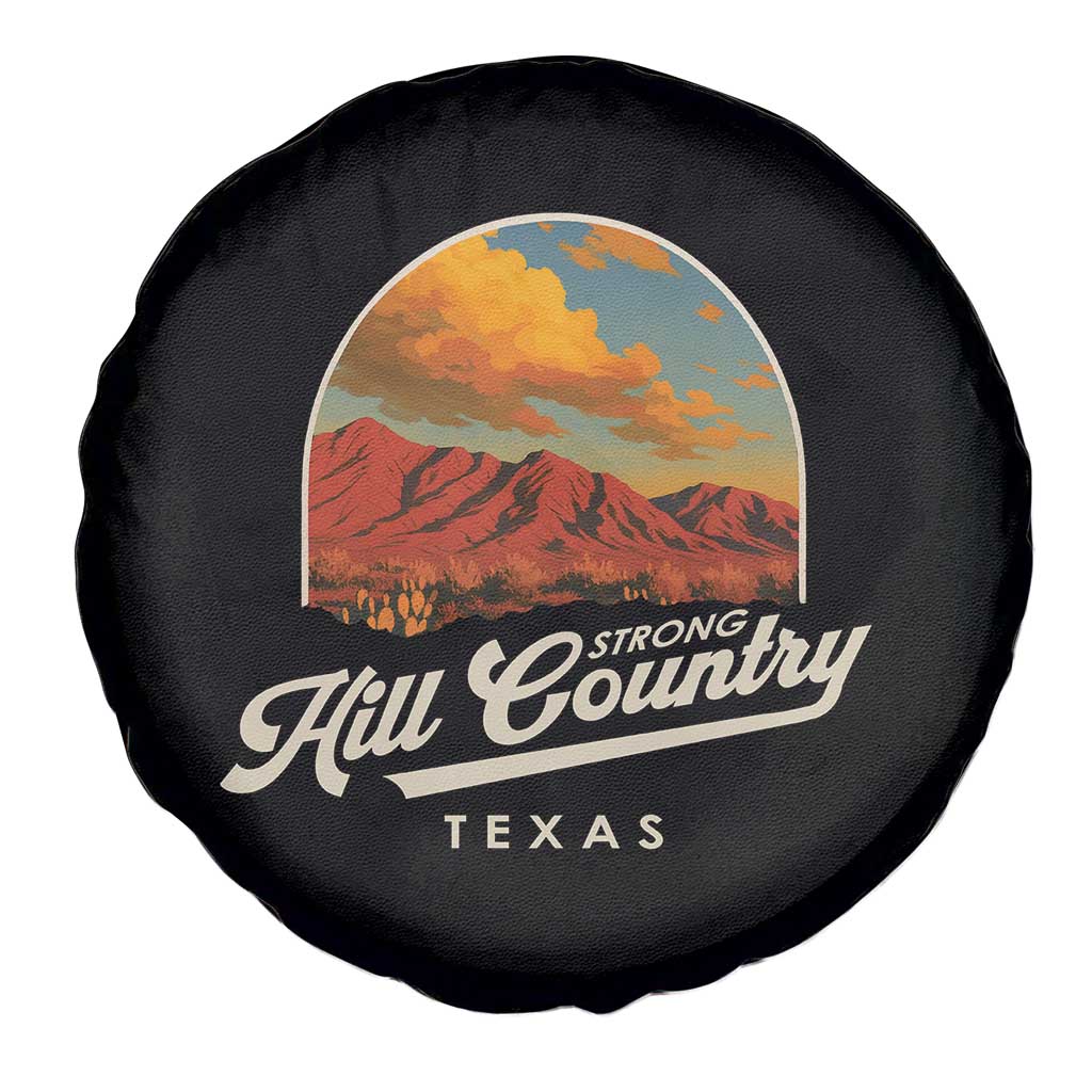 Hill Country Strong Spare Tire Cover Texas Support Retro Enchanted Rock - Wonder Print Shop