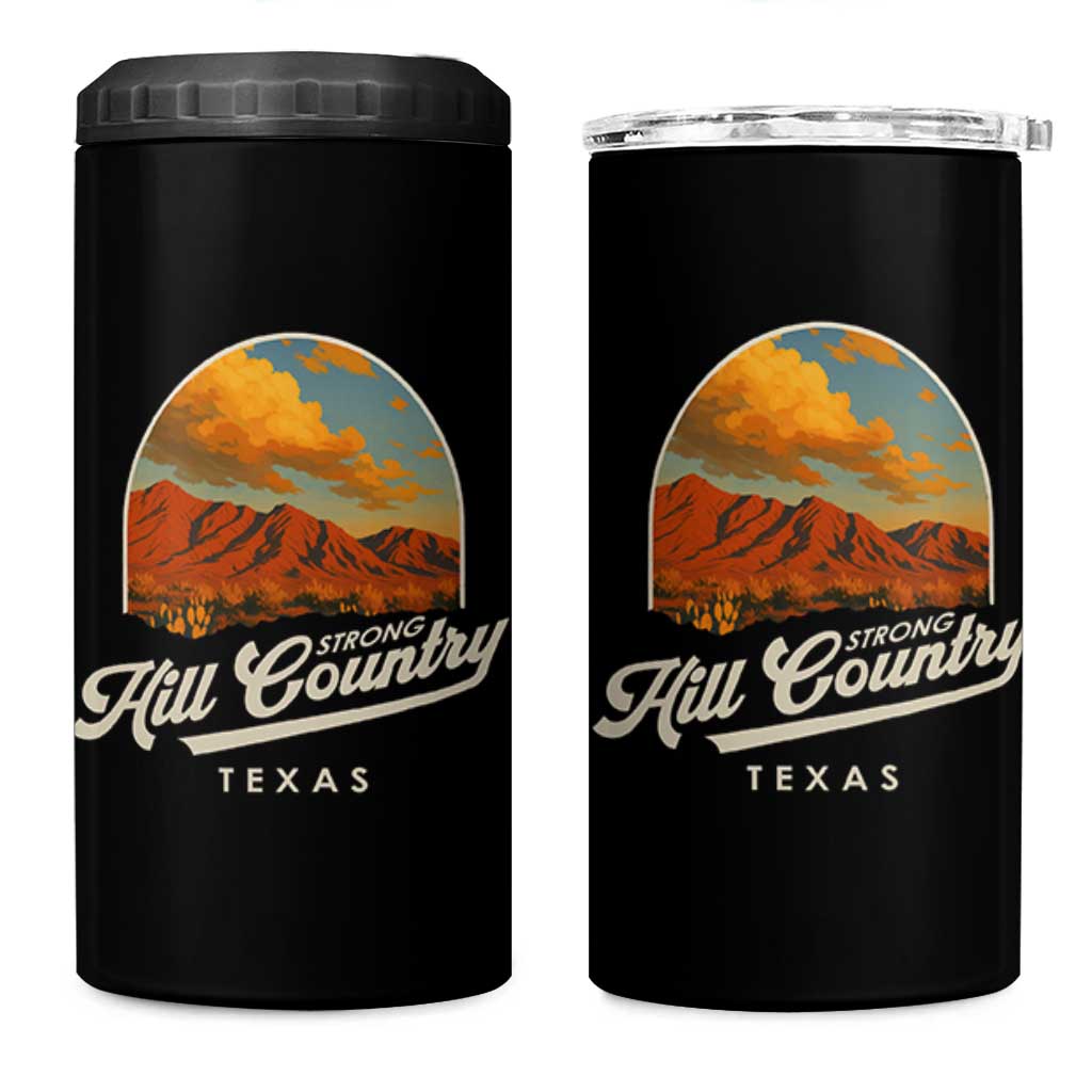 Hill Country Strong 4 in 1 Can Cooler Tumbler Texas Support Retro Enchanted Rock - Wonder Print Shop